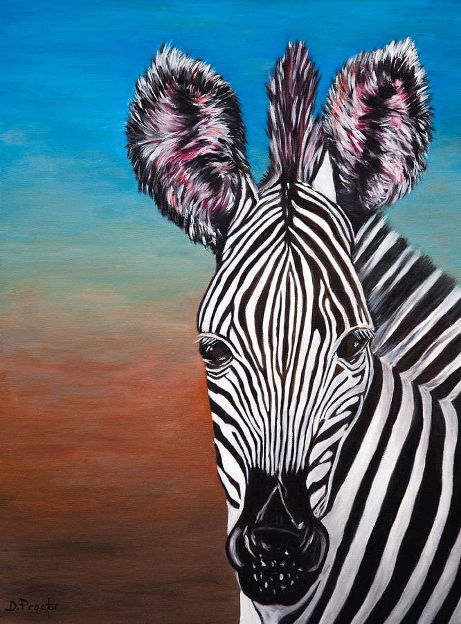 African Zebra Painting by Donna Proctor