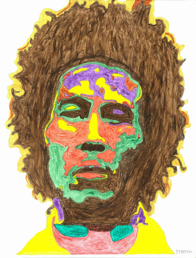 Bob Marley Painting - Afro Bob Marley by Stormm Bradshaw