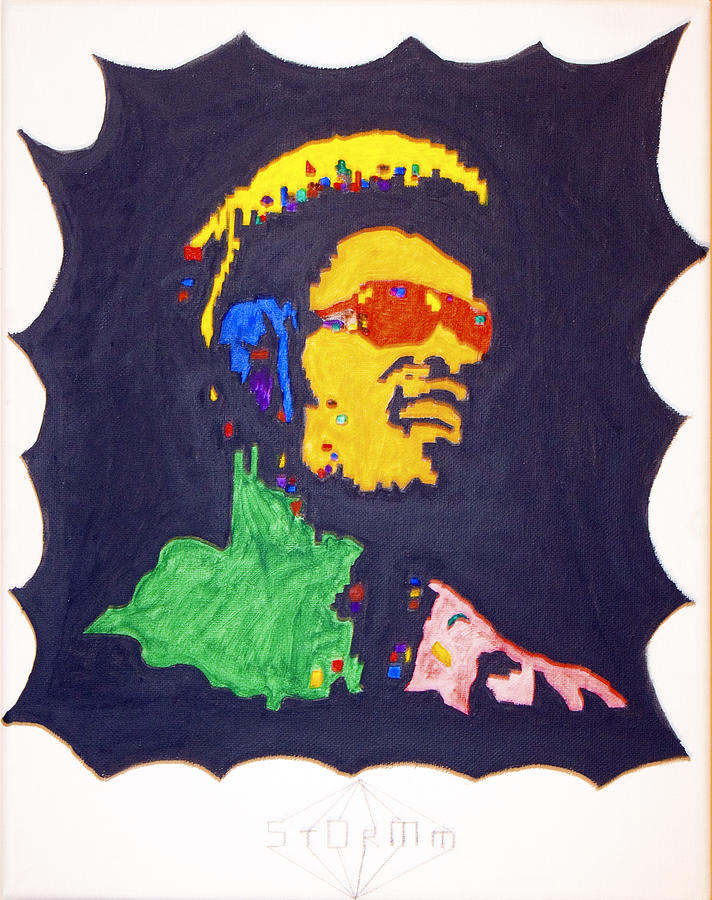 Afro Stevie Wonder Painting by Stormm Bradshaw
