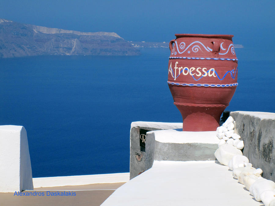 Afroessa Vase and Santorini Photograph by Alexandros Daskalakis