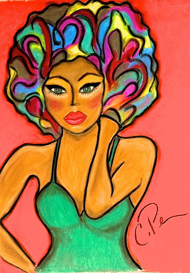 Afrolicious Painting by Chrissy  Pena