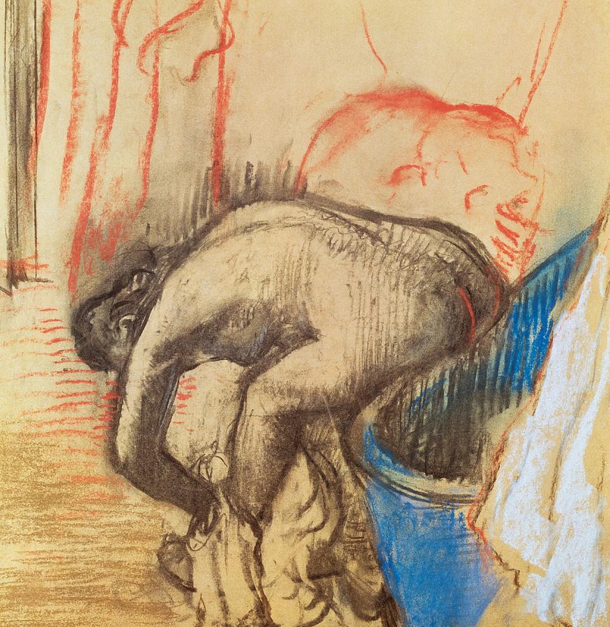 Impressionism Painting - After Bath by Edgar Degas