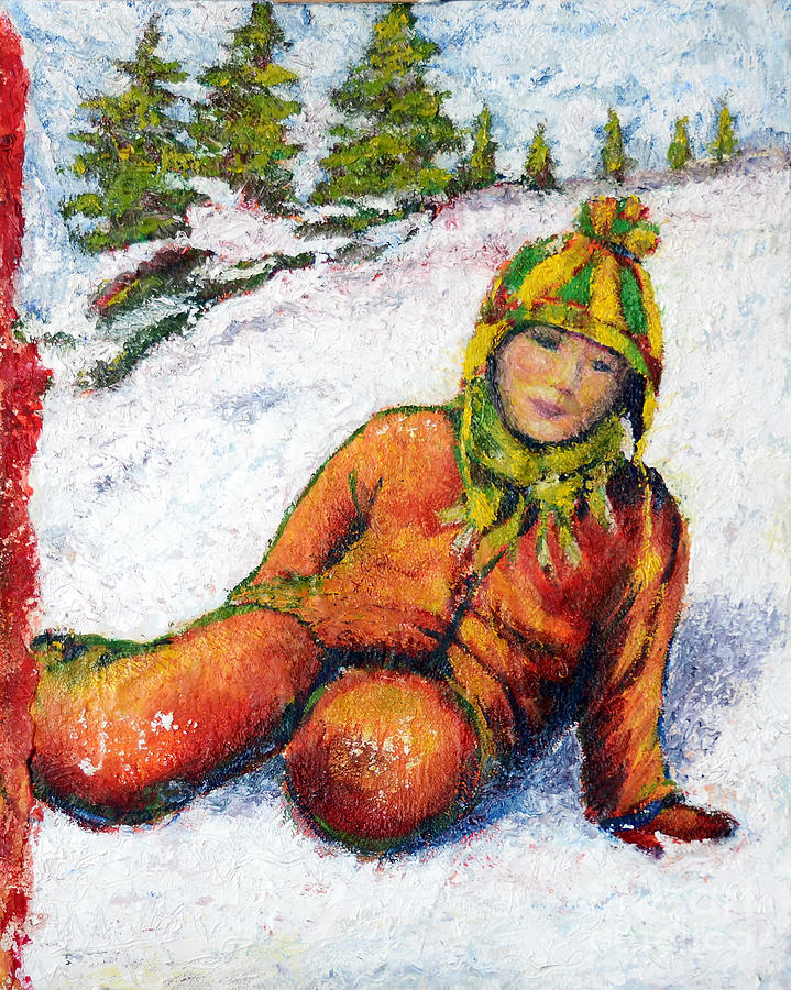 After playing in the snow Painting by Elaine Berger