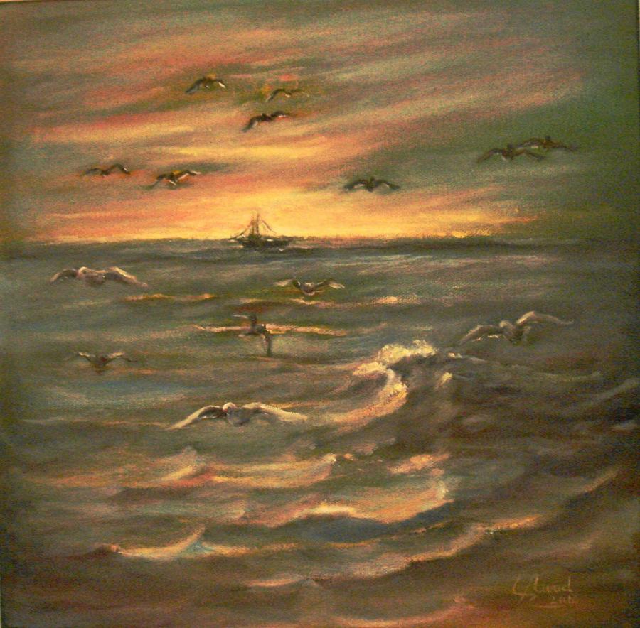 The beautiful dusk Painting by Laila Awad Jamaleldin