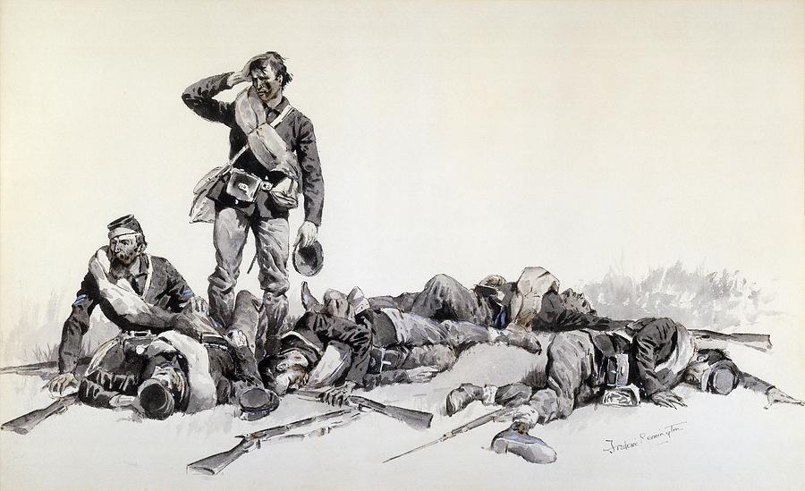 Frederic Remington Drawing - After the Battle by Frederic Remington