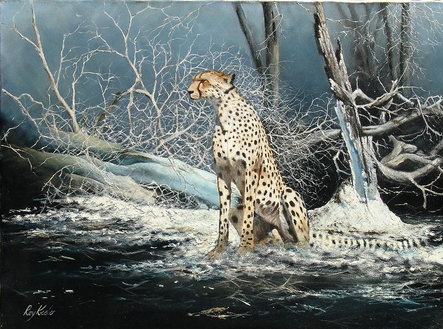 Cheetah Painting - After the fire by Roy Keeler