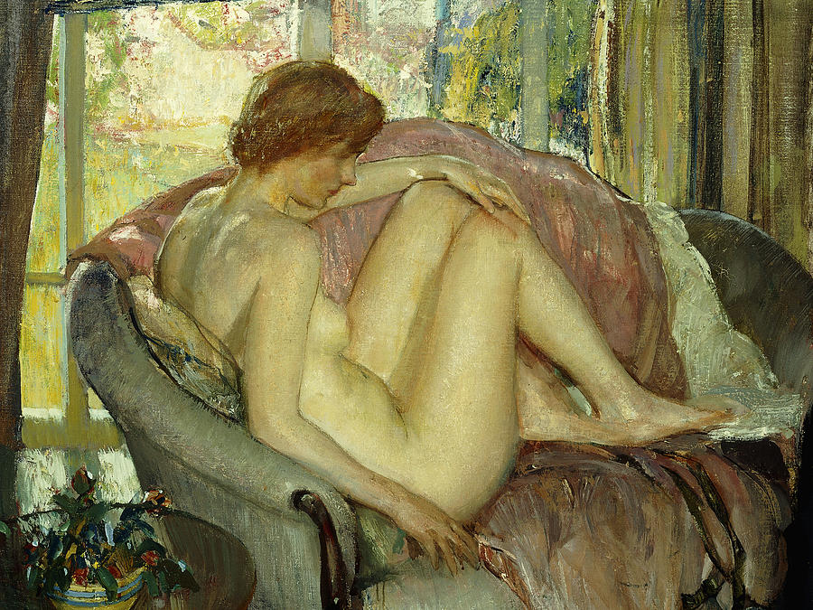 After the Morning Bath Painting by Richard Edward Miller 