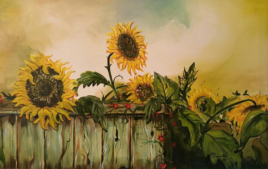Sunflower Painting - After the Rain by John  Duplantis
