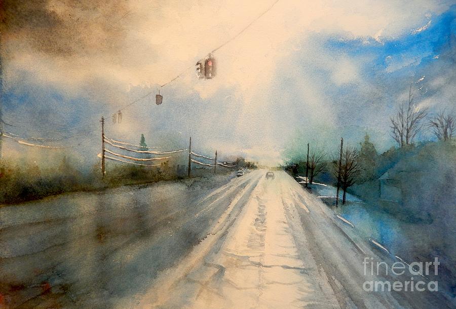 Landscape Painting - After the Rain on the Michigan Avenue -- Saline Michigan 2 by Yoshiko Mishina
