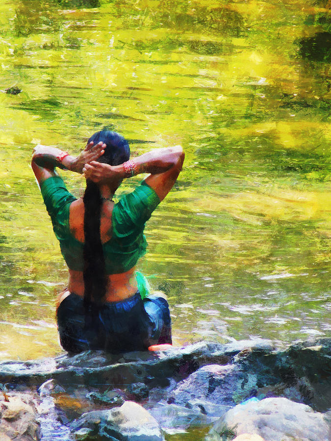 After the River Bathing. Indian Woman. Impressionism Photograph by Jenny Rainbow