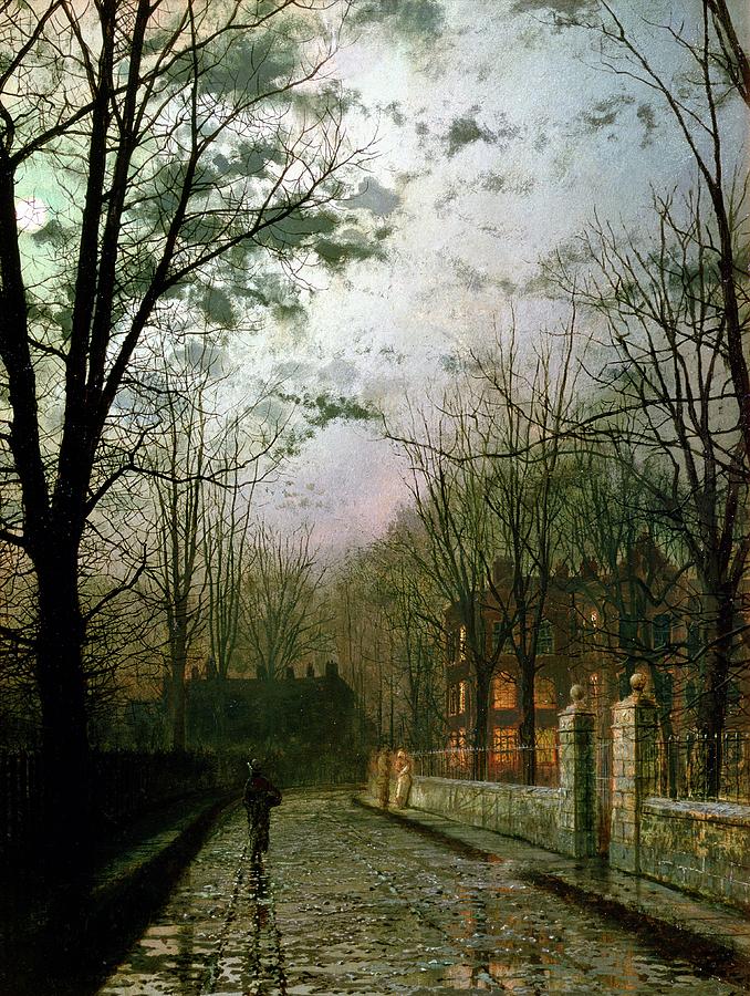Moonlight Painting - After The Shower by John Atkinson Grimshaw