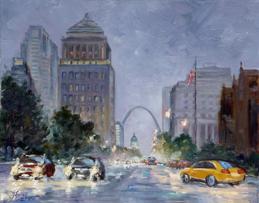 After the storm - Market Street Saint Louis Painting by Irek Szelag