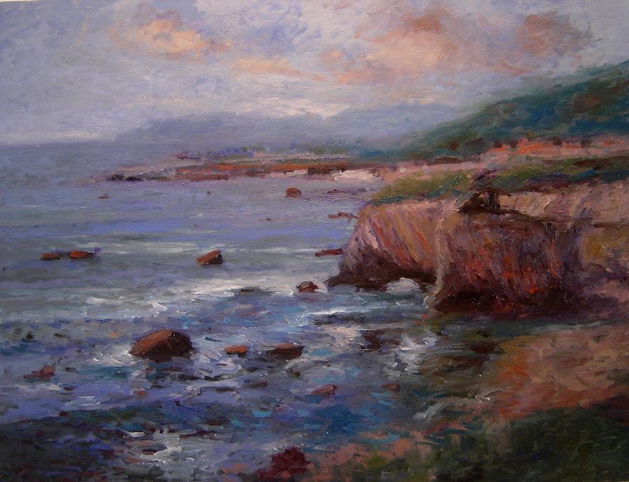 Afternoon at Shell Beach sketch Painting by R W Goetting