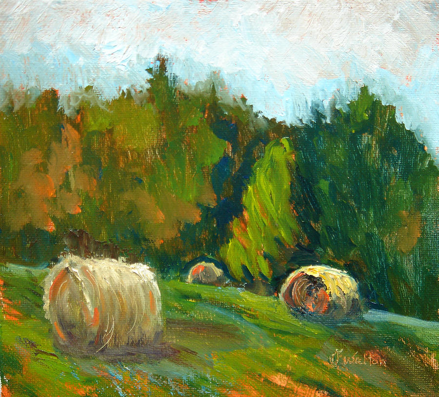 Afternoon Bales Painting by Judy Fischer Walton