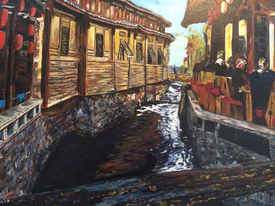 Afternoon Delight in Old Town of Lijiang Painting by Belinda Low