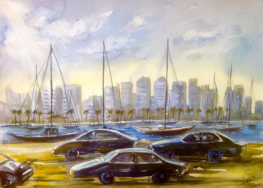 Afternoon in San Diego Painting by Katerina Kovatcheva