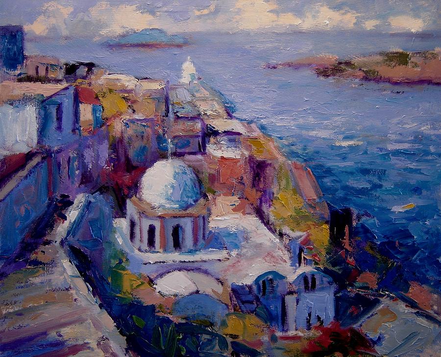 Afternoon Painting - Afternoon in Santorini by R W Goetting