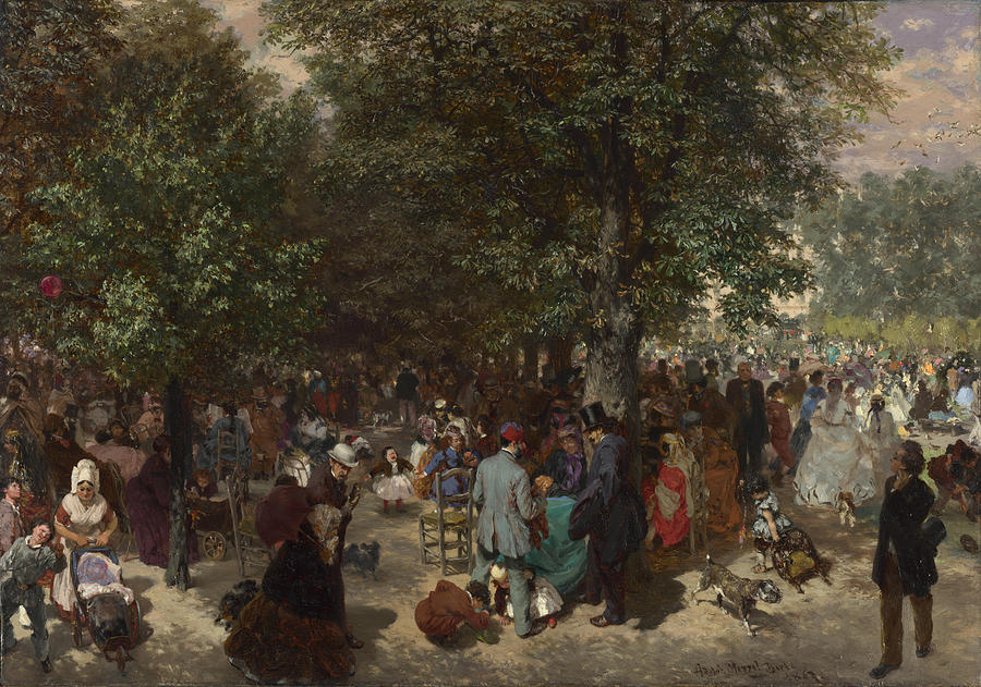 Afternoon in the Tuileries Gardens Painting by Adolph von Menzel