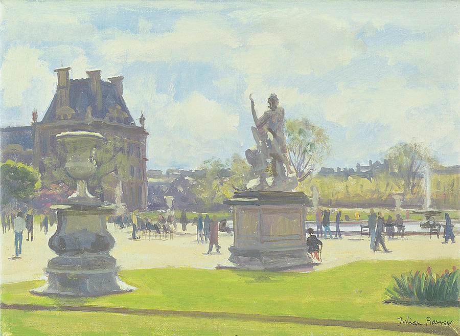 Garden Photograph - Afternoon In The Tuileries, Paris Oil On Canvas by Julian Barrow