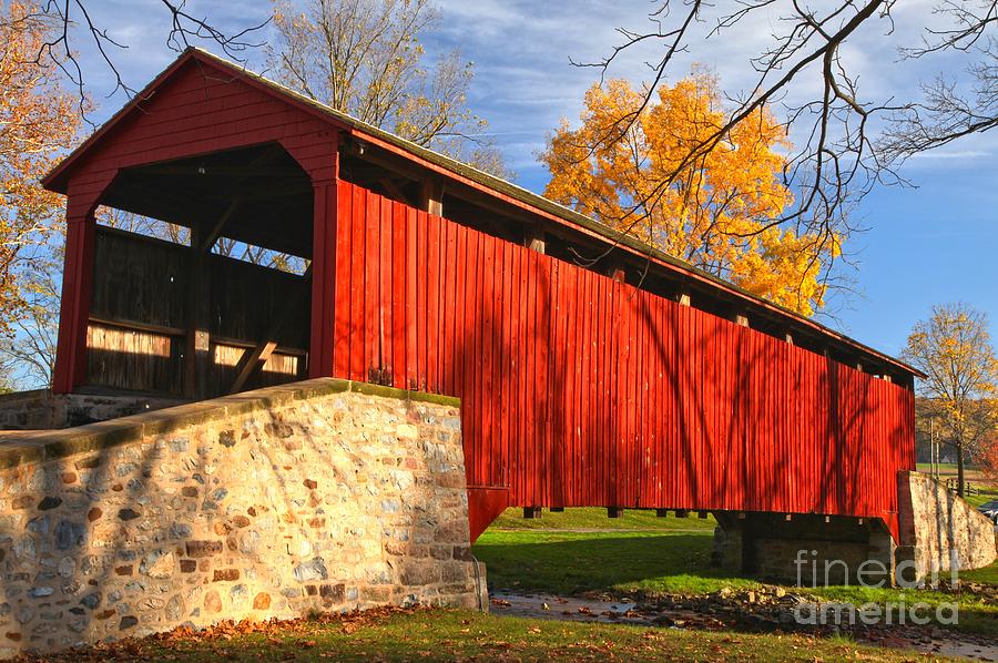 Afternoon Light At The Poole Forge Covered Bridge Photograph by Adam Jewell