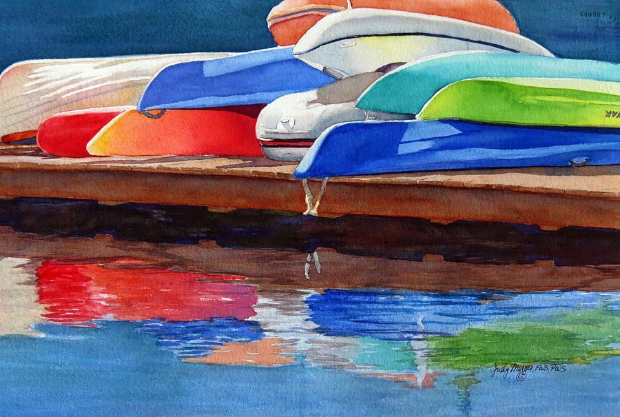 Boat Painting - Afternoon Pileup by Judy Mercer