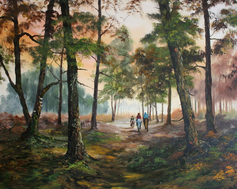 Afternoon Ride Through The Forest Painting by Jean Walker