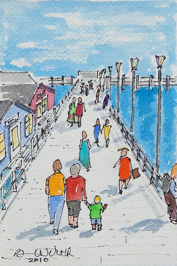 Afternoon Stroll on the Pier Painting by Barbara Wirth