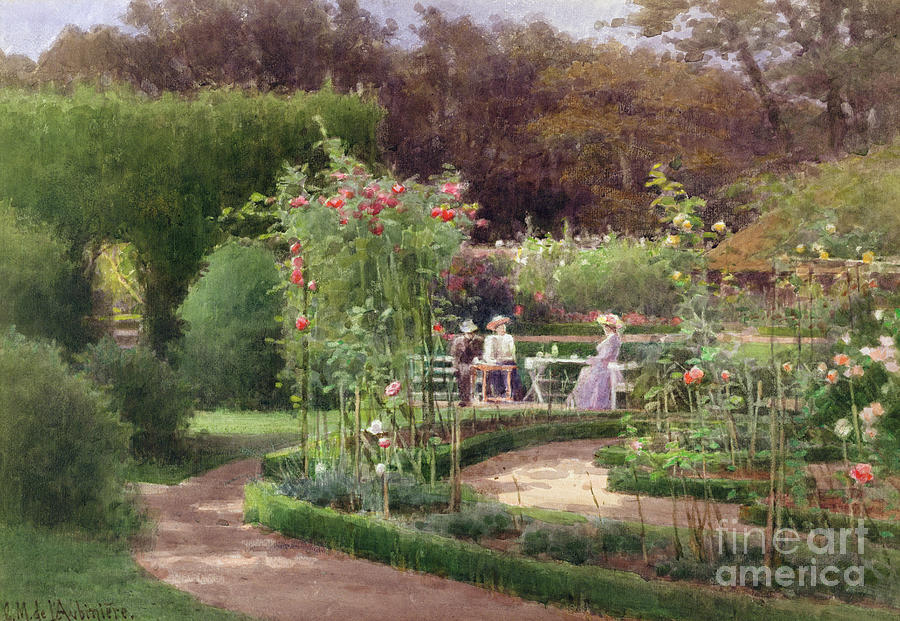 Garden Painting - Afternoon Tea by the Laurel Arch by Georgina M de lAubiniere