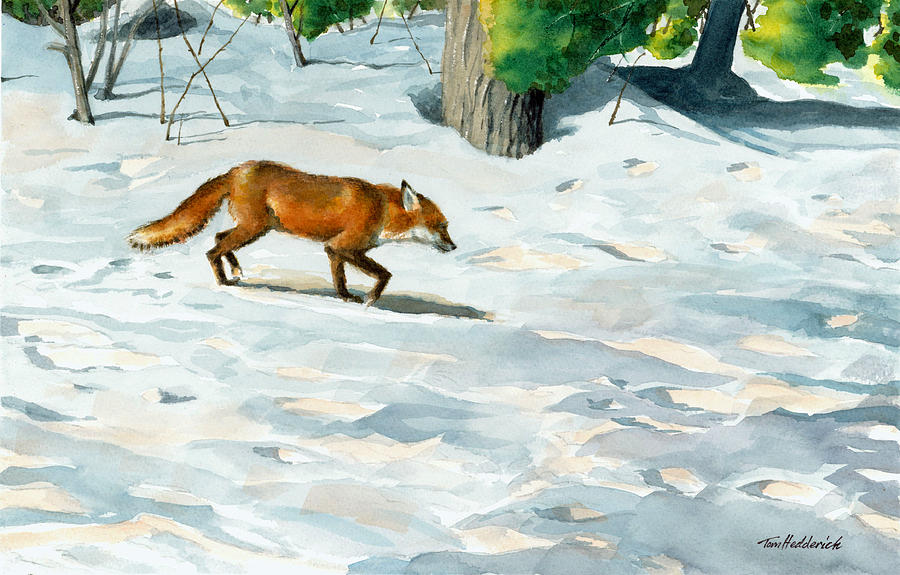 Winter Painting - Afternoon Visitor by Tom Hedderich