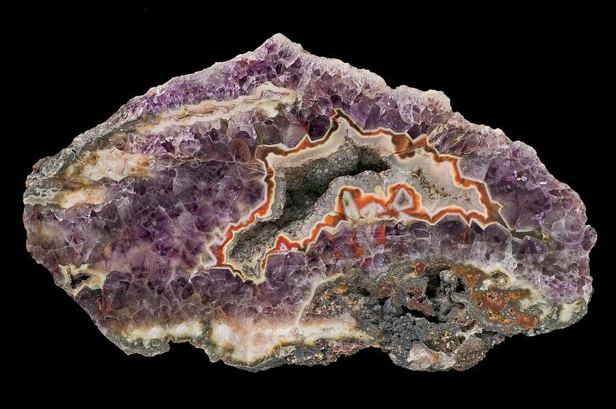 Pattern Photograph - Agate In Amethyst by Natural History Museum, London/science Photo Library
