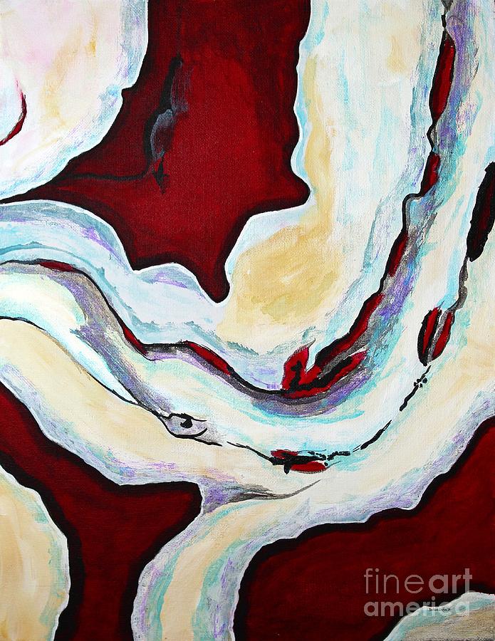 Agate Red and White Painting by Barbara A Griffin