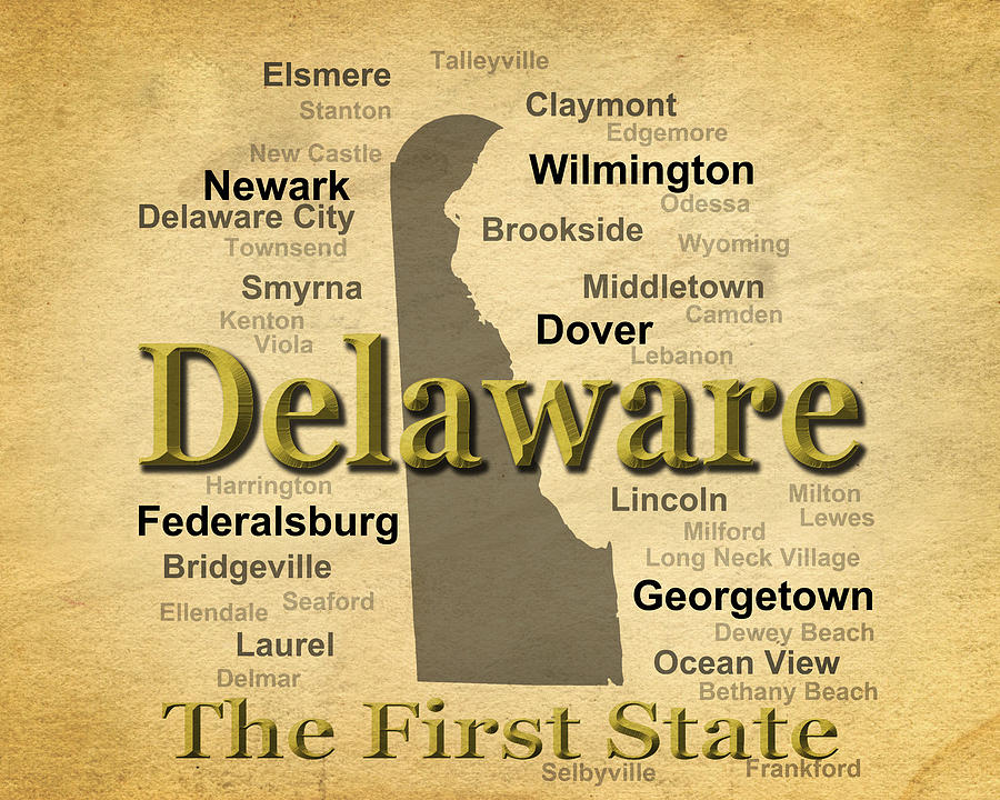 Aged Delaware State Pride Map Silhouette  Photograph by Keith Webber Jr