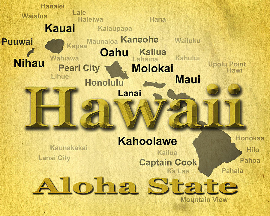Aged Hawaii State Pride Map Silhouette  Photograph by Keith Webber Jr