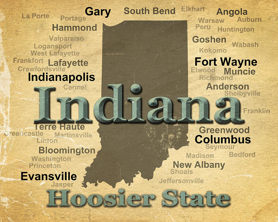 Aged Indiana State Pride Map Silhouette  Photograph by Keith Webber Jr