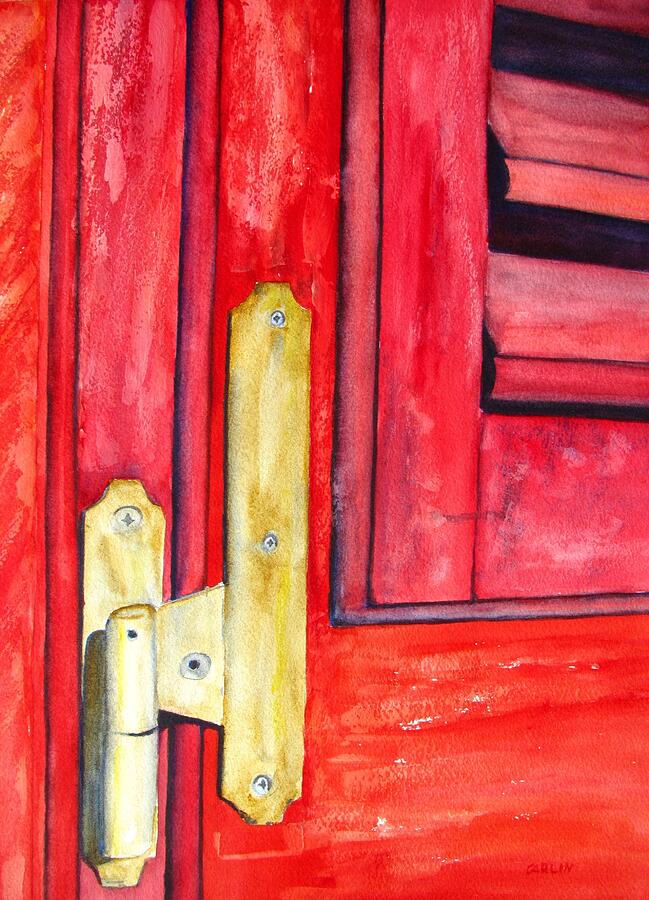 Aged Window Shutter Hinge Painting by Carlin Blahnik CarlinArtWatercolor