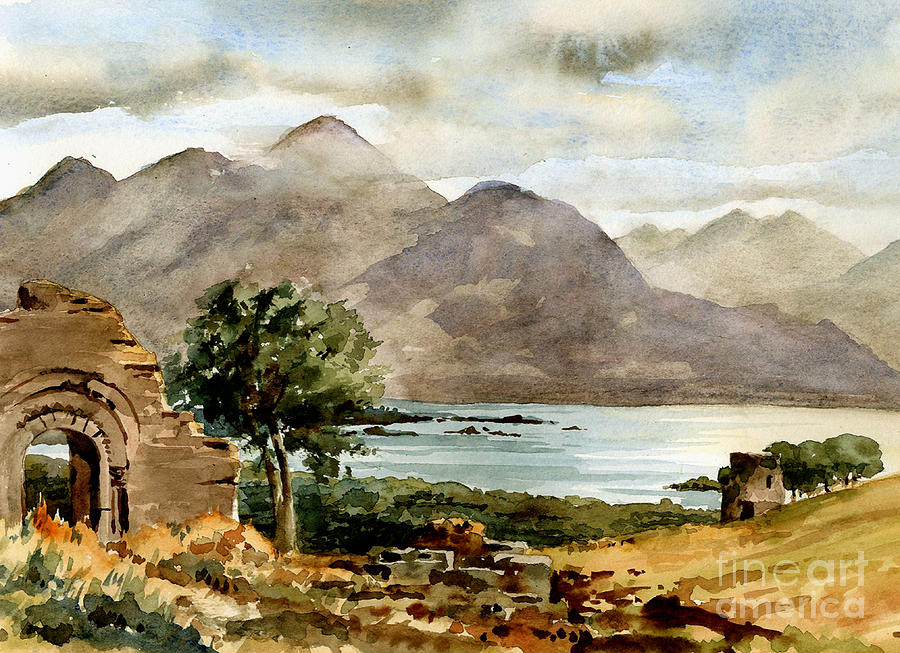 Kerrry... Aghadoe overlooking Killarney Painting by Val Byrne