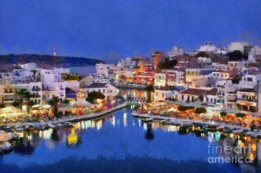 Painting of Agios Nikolaos city #1 Painting by George Atsametakis