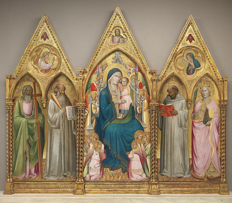 Madonna Drawing - Agnolo Gaddi, Madonna Enthroned With Saints And Angels by Quint Lox