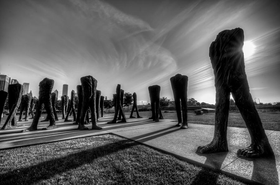 Agora Sculpture in the Morning in Black and White Photograph by Anthony Doudt