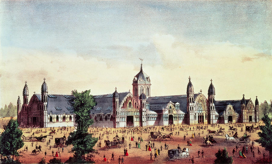 Currier And Ives Painting - Agricultural Hall, Grand United States Centennial Exhibition, Fairmount Park, Philadelphia by American School