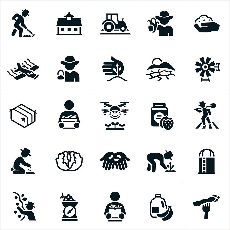 Agriculture and Farming Icons Drawing by Appleuzr