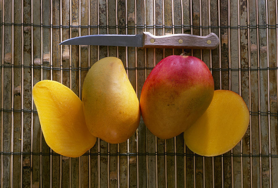 Fruit Photograph - Agriculture - Sliced Sunrise Mango by Daniel Hurst