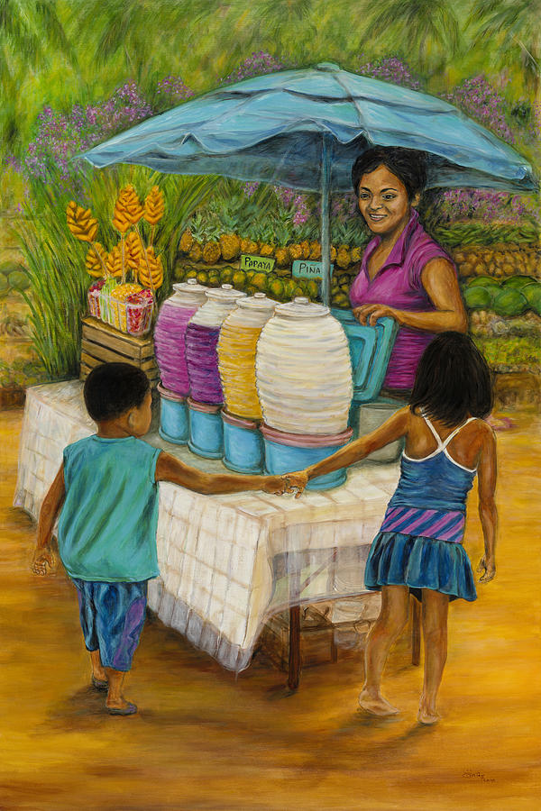 Mexican Kids Painting - Agua Fresca  by Pat Haley