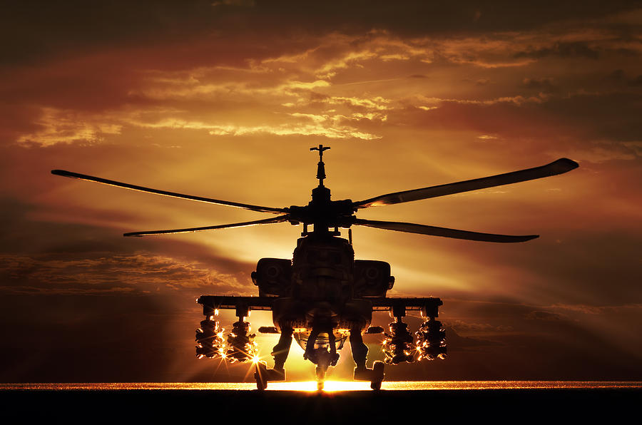 AH-64A Apache Helicopter, silhouette Photograph by Don Farrall