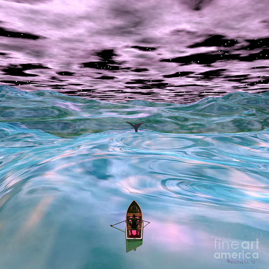 Fantasy Digital Art - Ahab And The Whale by Walter Neal