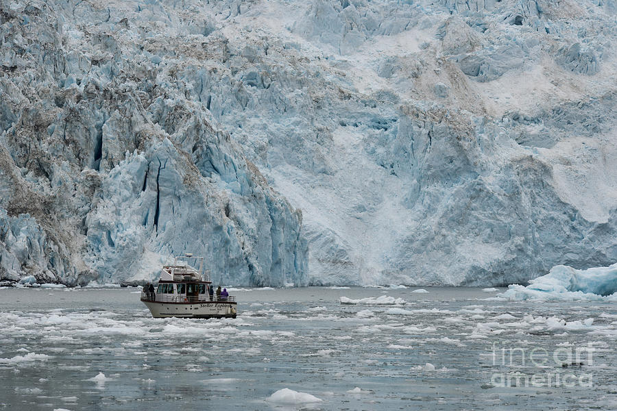 Aialik Glacier and Boat Photograph by David Arment