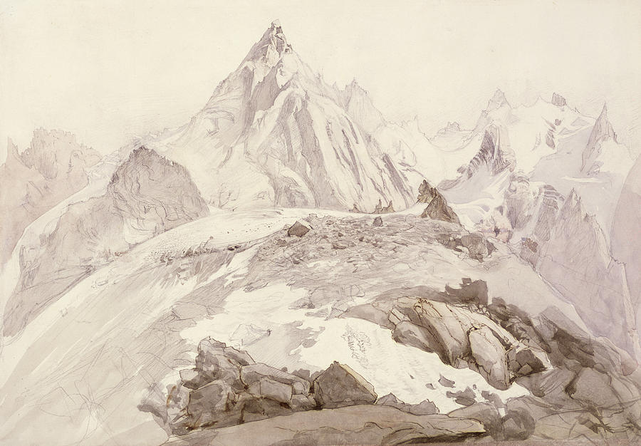 Aiguilles de Chamonix Painting by John Ruskin
