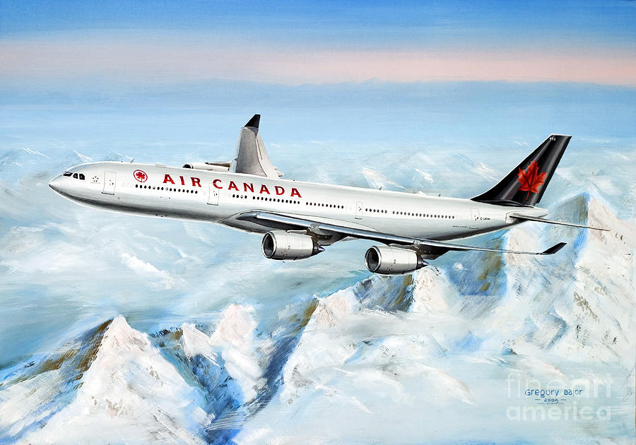 Mountain Painting - Air Canada Airbus A340-500  by Greg Bajor