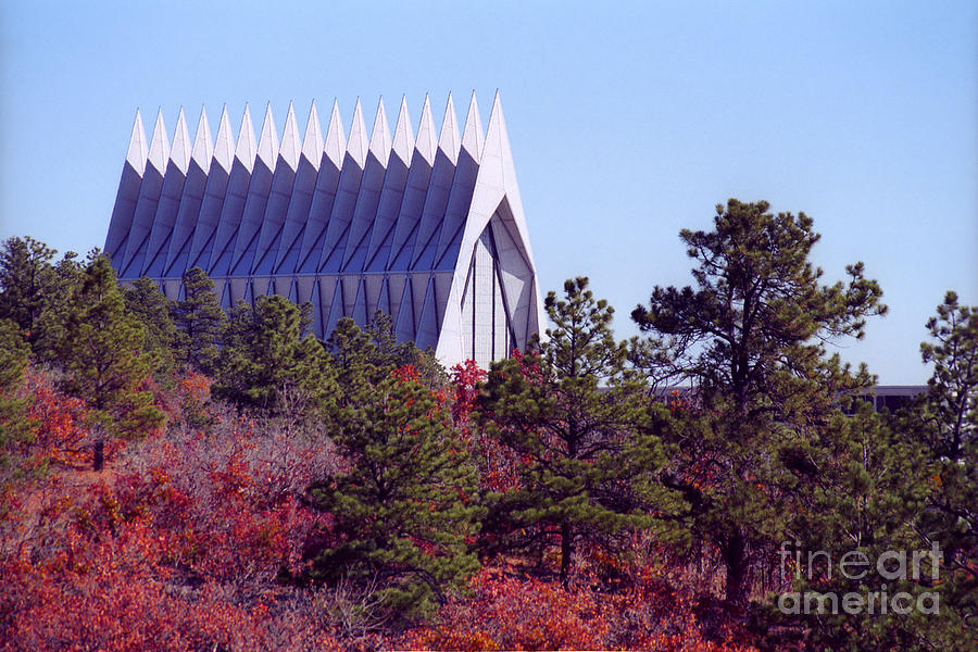 Air Force Academy Chapel in Autumn Photograph by Teri Atkins Brown