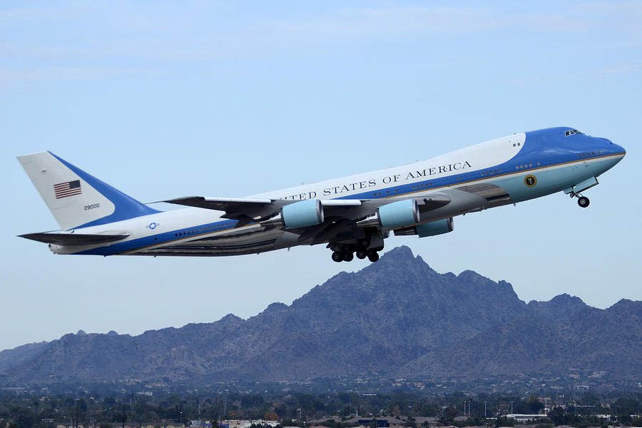 Air Force One Boeing VC-25A 92-9000 Phoenix Sky Harbor January 7 2015 Photograph by Brian Lockett